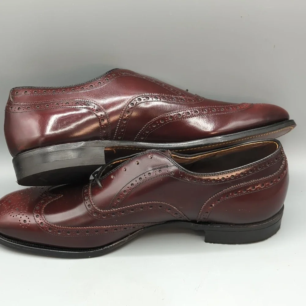 NIB Johnston & Murphy Made in USA Burgundy Wingtip Dress Shoes 10.5 C Vintage